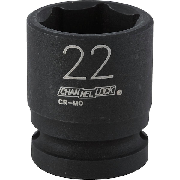Channellock 1/2 In. Drive 22 mm 6-Point Shallow Metric Impact Socket 315737 - main